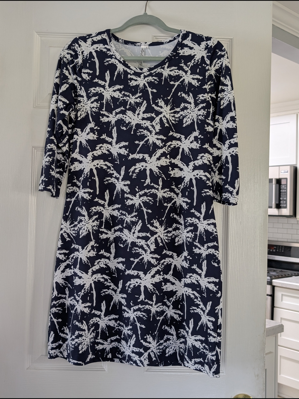 NWOT Lulu B 3/4 Sleeve Navy & White Dress, Sz Small
